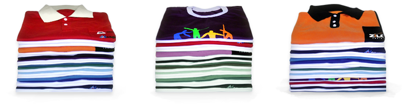Pilha de camisetas fabricadas pela Somalhas RC